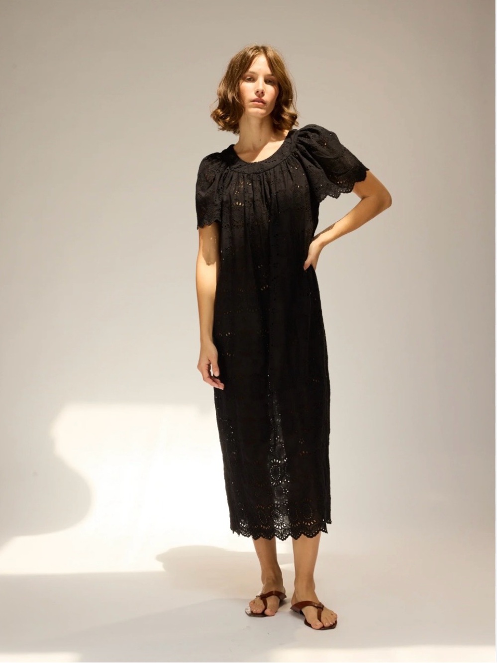 Natalie Martin Sienna Dress – Black Embroidered Eyelet Maxi Dress